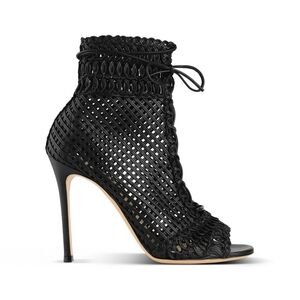 Gianvito Rossi Marnie black leather woven lace-up Boots Heels 36.5